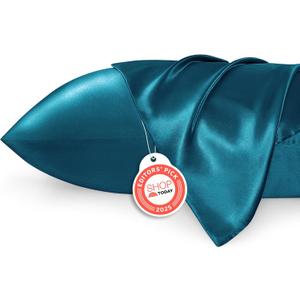 Bedsure Satin Pillowcase 2 Pack Similar to Silk Pillow Cases Standard Size, Pillow Case for Sleeping Women with Envelope Closure, Gifts for Women Men, Teal, 20x26 Inches, 2pcs