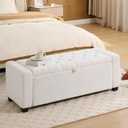 43 Inch Storage Ottoman Bench, Bench for Bedroom End of Bed, Ottoman with Storage for Living Room and Entryway (Teddy White)
