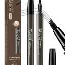 AWROSE Eyebrow Pencil, 2 Pack 3D Microblading 4-Tip Eyebrow Pen, Magic Precise Natural Waterproof Eye Brow Pen with Hair Like Strokes, 4 Fork Tip Multi-Used Eye Brow Pencils for Women, Men (Dark Gray)