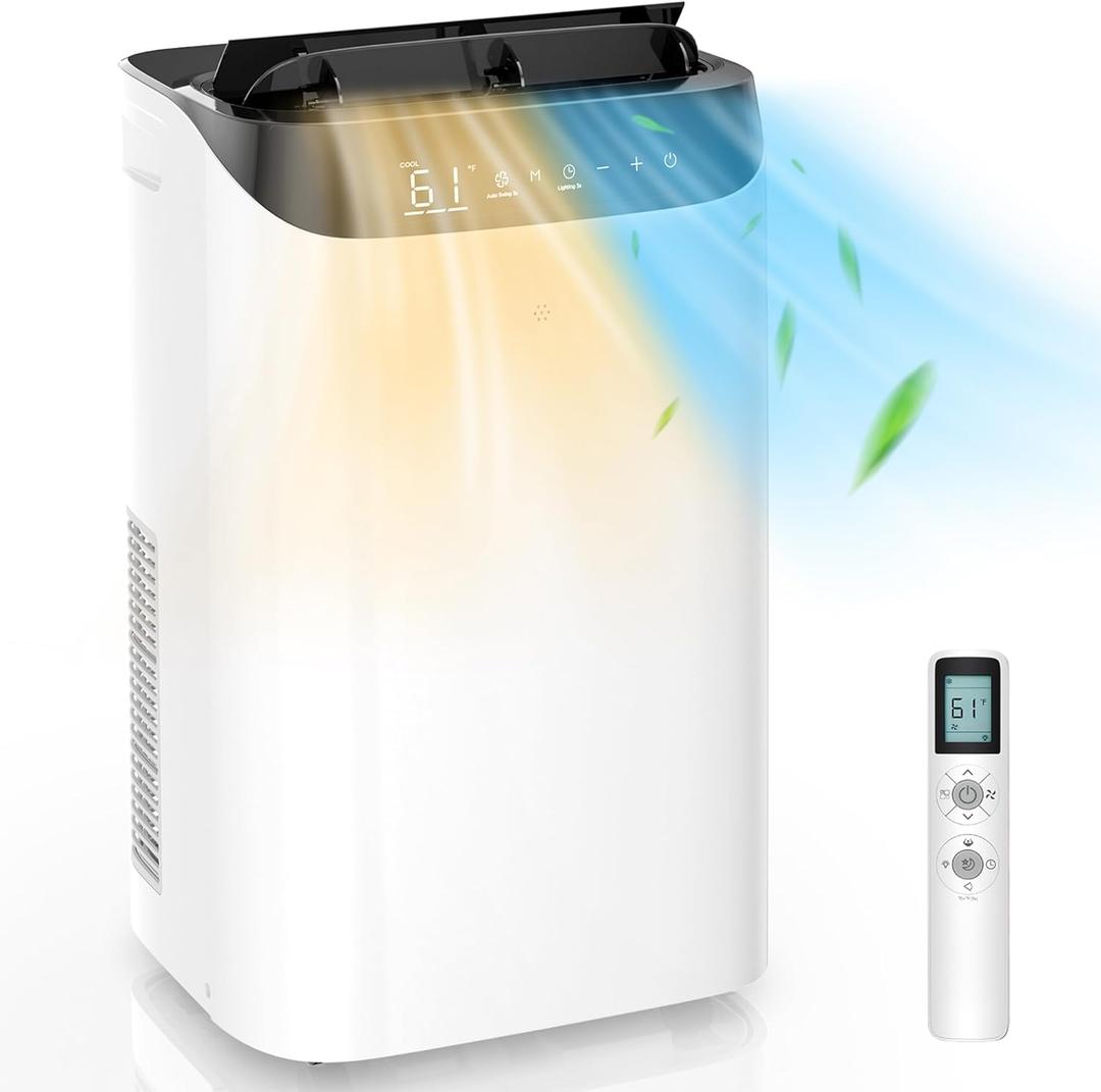 14000 BTU Portable Air Conditioner and Heater for Room up 700 Sq. Ft.,4-IN-1 Quiet Portable Ac Unit with Heater Dehumidifier Fan Function, Remote Control, Sleep Mode, 24H Timer (Black)