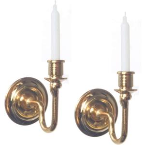 International Miniatures Dollhouse Miniature 2 Piece Set Candle Sconces in Brass
