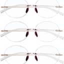 TERAISE Rimless Reading Glasses for Women,3 Pack Blue Light Blocking Reading Glasses,Ultralight Frameless Reader (Transparent Brown)
