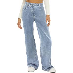 HDLTE Women Wide Leg Jeans High Waist Baggy Jean Loose Boyfriend Jeans Denim Pants Y2K, M