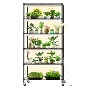 Bstrip DIY Plant Shelf with Grow Light, Grow Light Shelf with Adjustable Rack and Wheels, Plant Stand, 8-Pack 192W T8 Full Spectrum Lamps, ideal for Seed Starting, Seed Tray, 29.5"L x 13.8"W x70.9"H