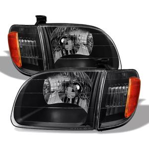 Headlight Assembly Fit For 2000 2001 2002 2003 2004 Toyota Tundra Headlights + Parking Lights Lamps Black Housing Driver and Passenger Side TO2530135 TO2531135