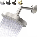 Pressure Shower Head AntiClogging Silicone Nozzles 2.5 GPM Removable Restrictor Easy to Clean Adjustable Replacement easy to install with Plumbers Tape 6 inch Brushed Nickel Finish