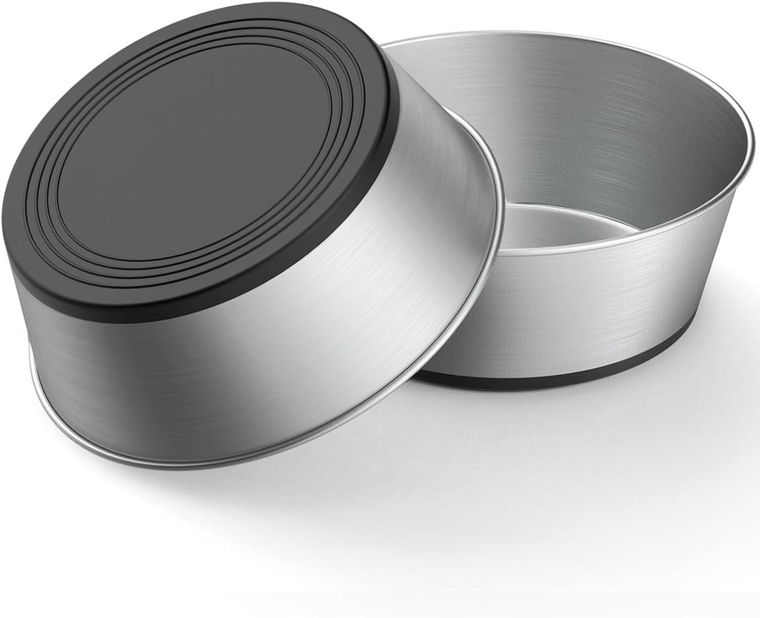 WROSWT 304 Stainless Steel Dog Bowls Set of 2, Anti Rust Metal & Non Slip Rubber Base, Heavy Duty Large Feeding Dishes, Food Grade BPA Free, Food and Water Bowl for Medium Dogs (48oz, 6cup)