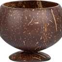 Restaurantware Coconut Shell Cup 4 Count 10 Ounce Handmade Coconut Cocktail Bowl Unique Drinkware Tiki Bar Style Brown