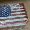 MyGift Patriotic American Flag Serving Tray Solid Acacia Wood Ottoman Coffee Table Tray with USA Stars and Stripes Design, 4th of July Party Decor