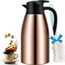 68oz Thermal Coffee Carafe, Stainless Steel Coffee Carafes for Keeping Hot, Airpot Insulated Tea Pot Dispenser for Hot Water, Tea, Hot Beverage - Keep 12 Hours Hot, 24 Hours Cold, Champagne Gold