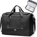Large Travel Duffle Bag, Carry on Overnight Weekend Bag with Shoes Compartment, Weekender Bags for Women for Travel Business Trips Sport Hospital, Black
