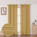 Aiyufeng Boho Curtains 84 Inches Long 2 Panels Set, Jacquard Clip Stripe Textured Privacy Curtains for Living Room Bedroom, Tufted Striped Curtain Panels, 42Wx84L, Total 84 Inches Width