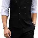 Autrl Men's 2 Piece Suits Slim Fit Wedding Suit Set Groomsmen Beach Vest Shorts Set Casual Waistcoat Set for Men, Black, L