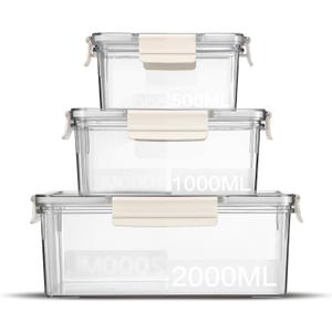Eclirgan Food Storage Containers,Plastic Food Containers with Lock/Lids,Nesting Freezer Storage Set with Airtight/BPA Free for Pantry/Kitchen/Meal-prep(2/4/8.4 Cup) (White)