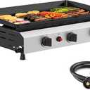 SKOK 3 Burner Gas Griddle- 23.3 Inch Outdoor Propane Griddle-30000 BTU Propane Fuelled, Portable Flat Top Gas Grill Camping Griddle Station for Kitchen, BBQ, Camping Tailgating