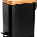 Peohud 1.3 Gallon Step Trash Can with Soft Close Lid, Bathroom Garbage Can with Removable Liner Bucket and Handle for Kitchen, Bedroom, Craft Room, Office, RV, Black