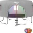 Gardenature 14FT Trampoline Tent(Tent Only), Fit for 8 Curved Poles Round Trampolines, Shade Cover with LED Light, Outdoor Trampolien Accessories, Anti-Tear, Gray