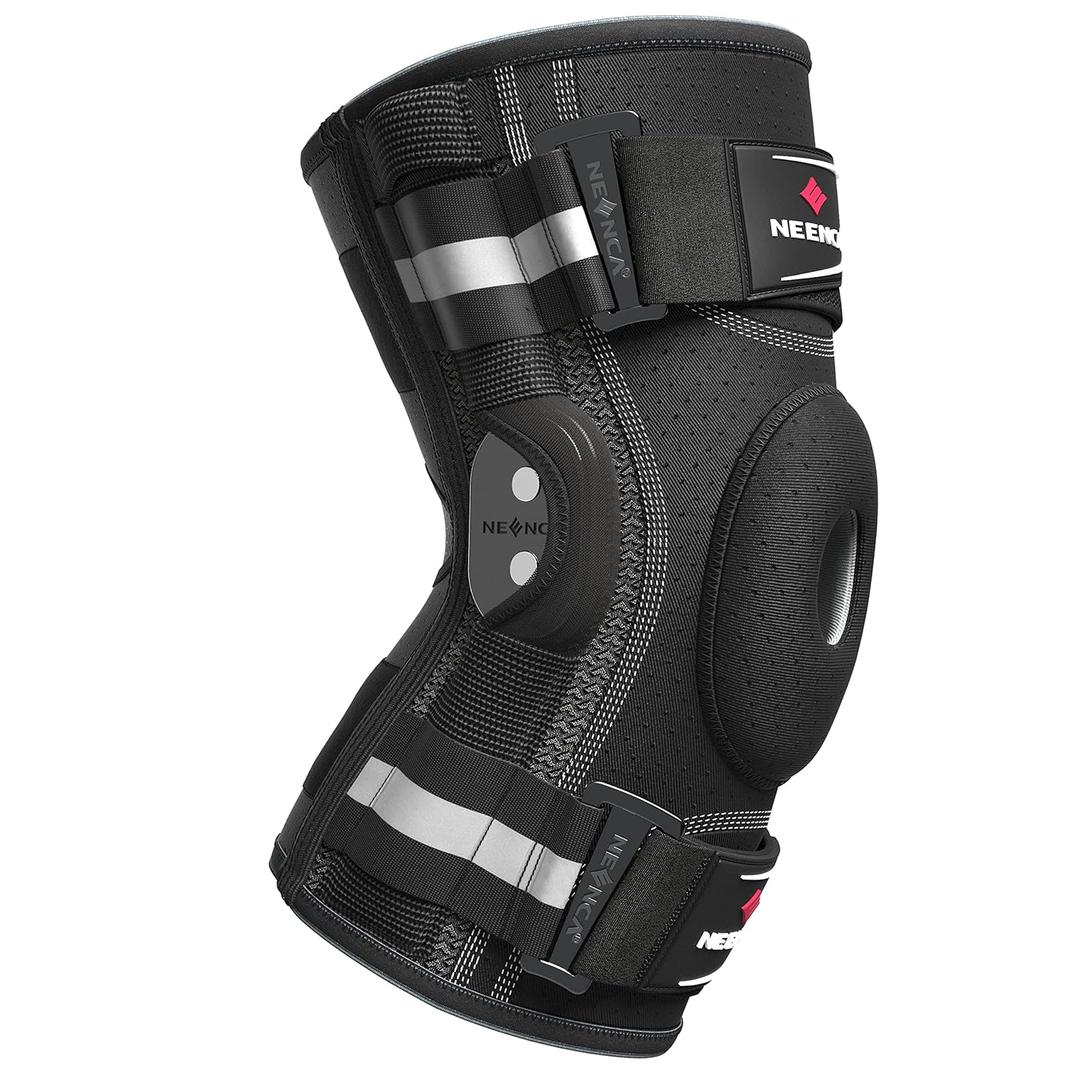 NEENCA Professional Knee Brace for Knee Pain, Adjustable Hinged Knee Support with Removable Side Stabilizers, Strong Stability for Joint Pain Relief, Arthritis, Meniscus Tear, ACL, PCL, Runner, Sports (Medium, Black - Single)