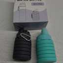 Collapsible Water Bottles Travel water bottle Sports Portable Sport Water Bottle Reusable Water Bottles comes with mountaineering Buckle 500ml silicone Water-proof camping water bottle (Green+Light grey)