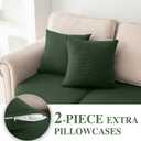 LA MEACK Couch Cushion Covers for Sectional Sofa L Shape Washable Separate Seat Chaise Couch Cover Stretch Sofa Slipcovers with 2 Pcs Pillowcases(3 Seater + 1 Chaise, Green)