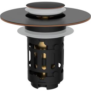 Hibbent Upgraded 3 in 1 Bathroom Sink Drain Strainer, Universal Pop Up Stopper with Removable Stainless Steel Filter Basket Hair Catcher, Sink Plug for 1.1''~2.36'' Basin, Oil-Rubbed Bronze