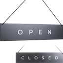 Modern Black Wooden Open Closed Sign for Business - Double-Sided Open Sign for Window or Door, Vintage Style Wood, Decorative