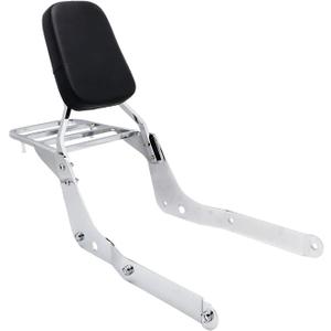 Passenger Backrest Sissy Bar With Comfortable Pad And Luggage Rack Compatible With Honda Shadow Aero 750 VT750C 2004-2022 (Chrome)