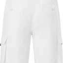 2 x Yundobop Men's Casual 9" Inseam Cargo Shorts Twill Classic Stretch Golf Summer Short with 6 Pockets (White)