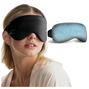 Cooling Eye Mask for Dark Circles Puffiness - Fsa Eligible Items Hsa, Cold Compress for Puffy Eyes Migraines Headache Sleeping After Surgery, Gentle Weighted Travel Essentials Gel Ice Pack (Black)
