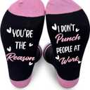 You're The Reason I Don't Punch People At Work Socks, Novelty Funny Sock For Coworker Colleague Worker Women Man, Holiday Birthday Christmas Office Gifts Ideas, One Size Fits Most