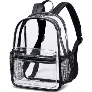 BTOOP Clear Mini Backpack for Stadium Events 12x12x6 Small Transparent Backpacks Plastic See Through Clear Bag for Concerts Work Festival Security Travel