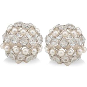 Modern Day Accents 3877 Facetas Perla 3" Silver Crystal & Pearl Spheres - Set of 2, Home Decor, Coffee Table Decor, Decorative Balls, Gem Sphere Ball, Modern Home Decor, Bowl fillers, Gemstone (3-Inch Diameter)