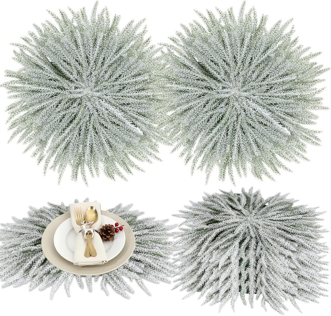 6 Pcs Christmas Pine Placemats 15 Inch Round Christmas Placemats Artificial Greenery Place Mats Winter Dining Table Mats for Holiday Xmas Party Decorations(Berry)