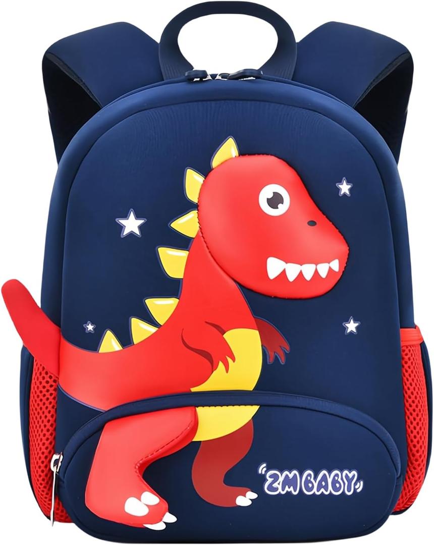 Dinosaur Anti-lost Backpack for Boys Kindergarten Preschool Bookbag with Safety Leash, Toddler Boys Backpack Daycare Bag, B-Dark-blue+Red