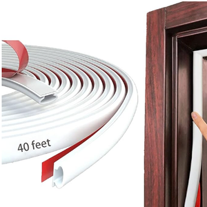 White Rubber Weather Stripping Door Seal Strip, D Shape Door Weather Seal Strip, Self-Adhesive Soundproofing Frame Insulation Tape for Doors Frame/Window Seal,Blocks Cold Drafts Noise