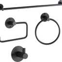 BVL Towel Racks for Bathroom 4 Pieces,Matte Black Stainless Steel Bathroom Accessories Set Wall Mounted Included 24 Inches Towel bar,Towel Holder,Toilet Paper Holder,Robe Hook