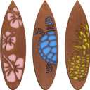Tatuo 3 Pcs Surfboard Wall Decor Summer Surfboard Hanging Sign for Party, Tropical Beach Room Wooden Decor for Surfer Bedroom Living Room Bathroom(Hawaiian,15.75 x 4.46 x 0.2 Inch)