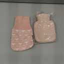 Amylove Mini Hot Water Bottle 320ml for Hot & Cold Compress with Cover Silicone Microwave Heating Small Water Bag for Travel Pain Relief Valentine's Day Gifts(Beige)