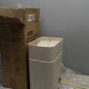 ELPHECO 2 Pack 3.5 Gallon Bathroom Trash Can with Lid Motion Sensor Slim Garbage Can Bathroom Decor Waterproof Smart Small Trash Bin for Kitchen, Office, Bedroom, Living Room, Toilet, Cream Beige