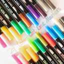 24-Pack Shimmer Silver Outline Pens, Glitter Markers Metallic Ink Waterproof Quick-Dry Low-Odor Fiber Tip for Journals Greeting Cards Bullet Notes Vibrant Durable