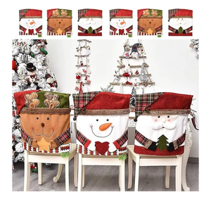 Santa Claus Snowman Christmas Dining Room Chair Back Cover Set of 6, Removable Washable Chair Protector for Home, Restaurant,Christmas Dinner Chairs Cover Decoration
