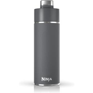Ninja DW2401GY Thirsti 24oz Travel Water Bottle, For Carbonated Sparkling Drinks, Colder and Fizzier Longer, Leak Proof, 24 Hrs Cold, Dishwasher Safe, Stainless Steel Insulated Tumbler, Charcoal Gray