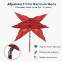 Patio Kingdom 10FT Patio Umbrella 3 Tiers Outdoor Market Umbrella w/Push Button Tilt, Crank, UV and Waterproof Table Umbrella for Garden, Pool, Backyard, Deck, Lawn, Red
