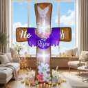 Blueweenly 4.5ft Easter Inflatable Cross Outdoor Decoration He is Risen Blow up Cross Yard Decorations with Build in LED Lights for Easter Christian Religious Yard Garden Lawn Party