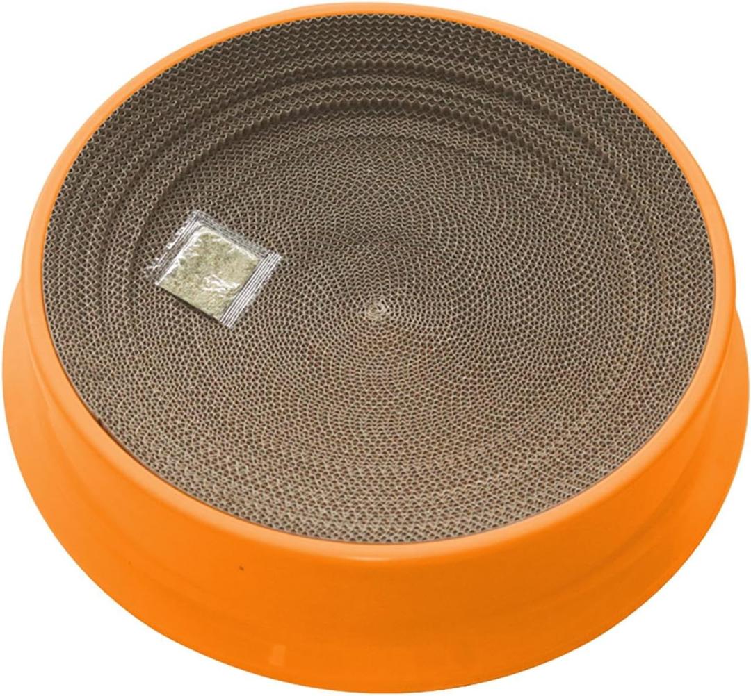 Cat Scratch Bowl, Cat Scratcher Cardboard Durable Reversible Corrugated Cat Scratching Pad Scratcher Pad Lounge Sofa Bed Indoor Cats Furniture Protector(Orange)