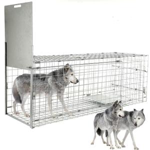 57 Collapsible Large Live Animal Trap, Easy to Set and Release Live Animal Traps for Dogs, Foxes, Coyotes, Bobcats and Other similarly Sized Animals up to 55 lbs