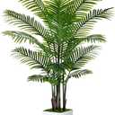 Artificial Palm Tree 6FT - Fake Tree with White Tall Planter - Faux Tropical Areca Floor Plant in Pot - Artificial Silk Plant for Home Office Living Room Decor Indoor
