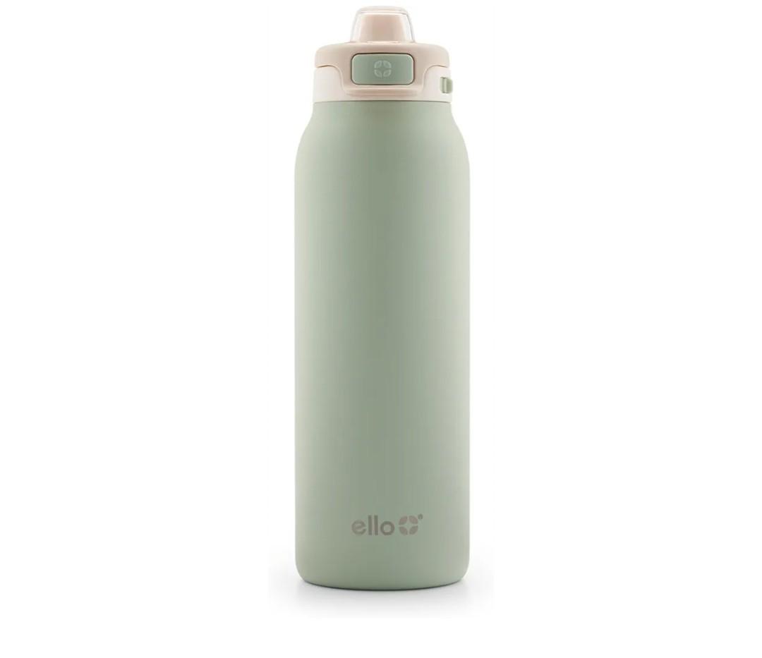 Ello Pop & Fill 32oz Stainless Steel Water Bottle with Quick Fill Technology, Double Walled and Vacuum Insulated Metal, Leak Proof Locking Lid, Sip and Chug, Reusable, BPA Free, Pistachio