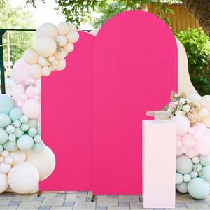 FUHSY Spandex Arch Cover Set of 2 Hot Pink Arch Stand Covers 7.2FT, 6FT Arched Backdrop Stand Cover Pink Wedding Decorations Chiara Backdrop Stand Set Cover for Graduation Birthday Party Decorations