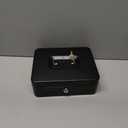 Cash Box with Money Tray - Large Money Box with Lock, Metal Safe Box for Money 9.84" x 7.87" x 3.54" Black